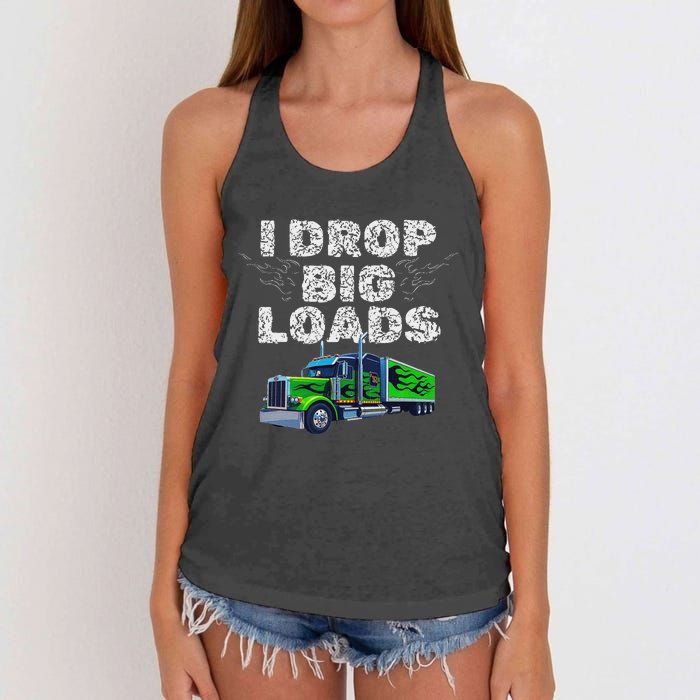 Humorous Trucker Design For Both & Women Who Love Semis Women's Knotted Racerback Tank