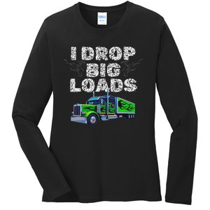 Humorous Trucker Design For Both & Women Who Love Semis Ladies Long Sleeve Shirt