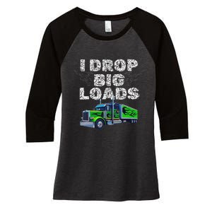 Humorous Trucker Design For Both & Women Who Love Semis Women's Tri-Blend 3/4-Sleeve Raglan Shirt