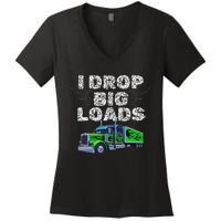 Humorous Trucker Design For Both & Women Who Love Semis Women's V-Neck T-Shirt