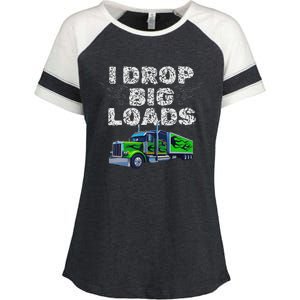 Humorous Trucker Design For Both & Women Who Love Semis Enza Ladies Jersey Colorblock Tee