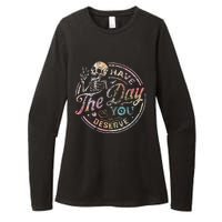 Have The Day You Deserve Peace Sign Skeleton Motivational Womens CVC Long Sleeve Shirt