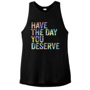 Have The Day You Deserve Peace Sign Skeleton Motivational Ladies PosiCharge Tri-Blend Wicking Tank