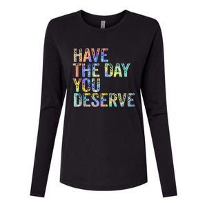 Have The Day You Deserve Peace Sign Skeleton Motivational Womens Cotton Relaxed Long Sleeve T-Shirt