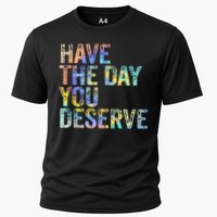 Have The Day You Deserve Peace Sign Skeleton Motivational Cooling Performance Crew T-Shirt