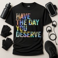 Have The Day You Deserve Peace Sign Skeleton Motivational Cooling Performance Crew T-Shirt