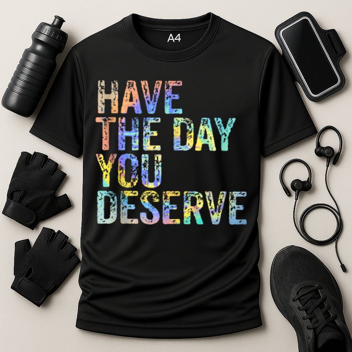 Have The Day You Deserve Peace Sign Skeleton Motivational Cooling Performance Crew T-Shirt