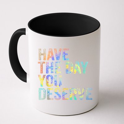 Have The Day You Deserve Peace Sign Skeleton Motivational Mug