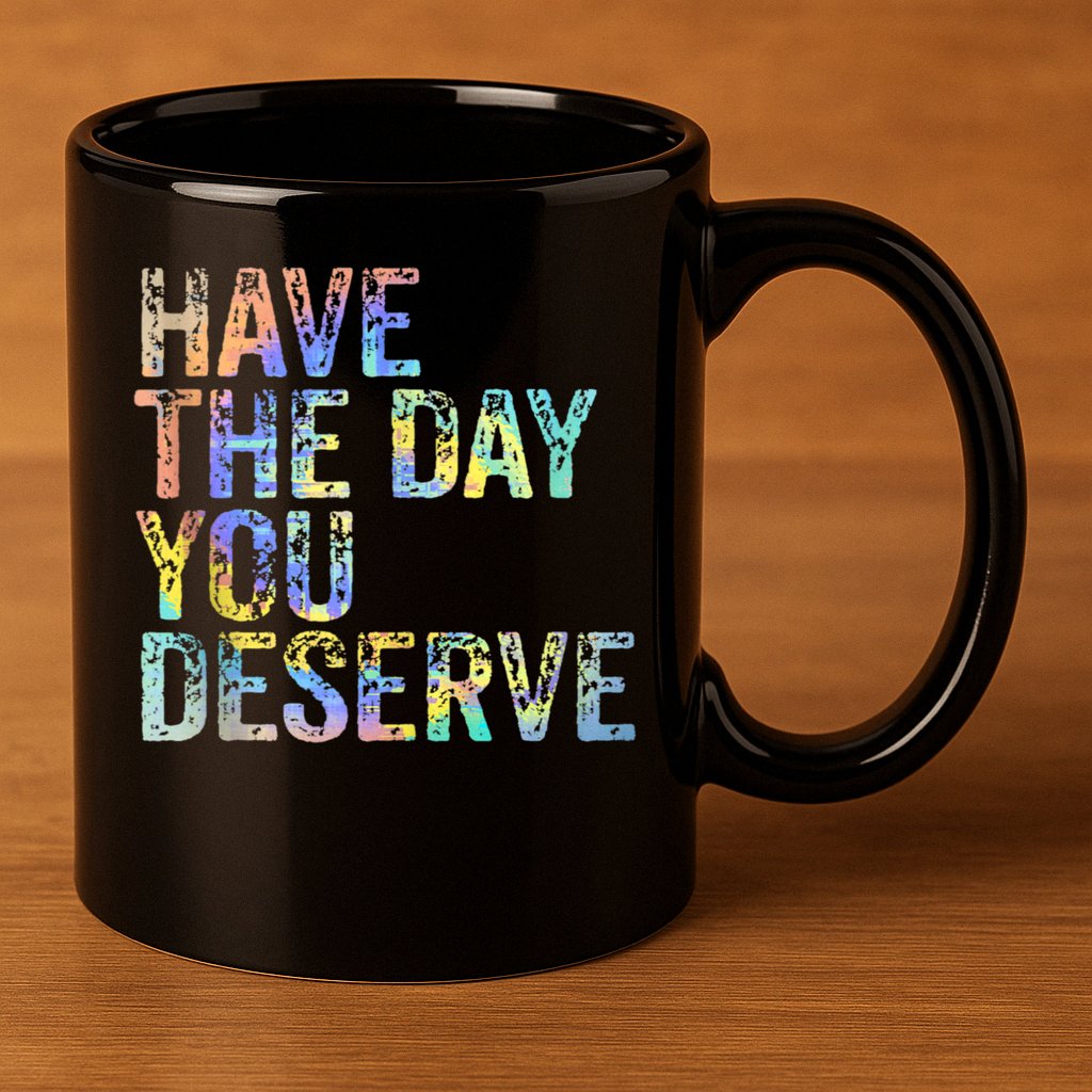 Have The Day You Deserve Peace Sign Skeleton Motivational 11oz C Handle Ceramic Mug