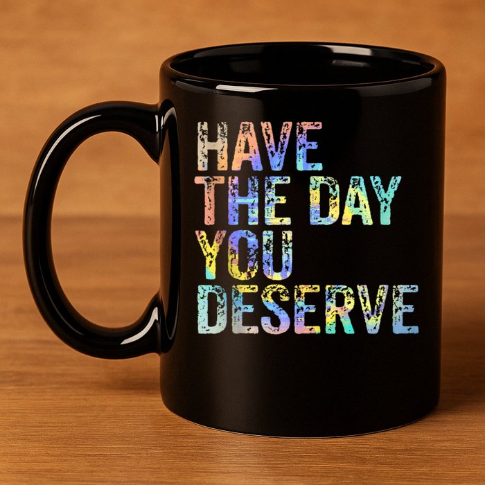 Have The Day You Deserve Peace Sign Skeleton Motivational 11oz C Handle Ceramic Mug
