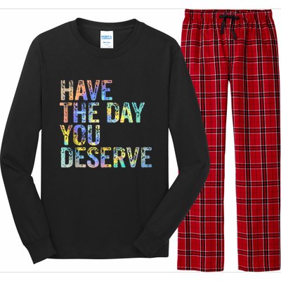 Have The Day You Deserve Peace Sign Skeleton Motivational Long Sleeve Pajama Set