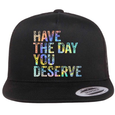 Have The Day You Deserve Peace Sign Skeleton Motivational Flatbill Hat