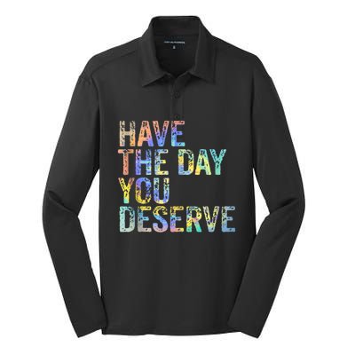 Have The Day You Deserve Peace Sign Skeleton Motivational Silk Touch Performance Long Sleeve Polo