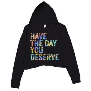 Have The Day You Deserve Peace Sign Skeleton Motivational Crop Fleece Hoodie