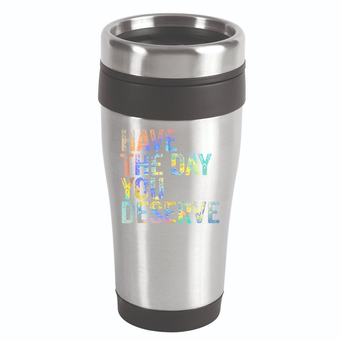 Have The Day You Deserve Peace Sign Skeleton Motivational 16oz Travel Tumbler