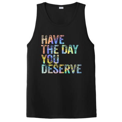 Have The Day You Deserve Peace Sign Skeleton Motivational PosiCharge Competitor Tank