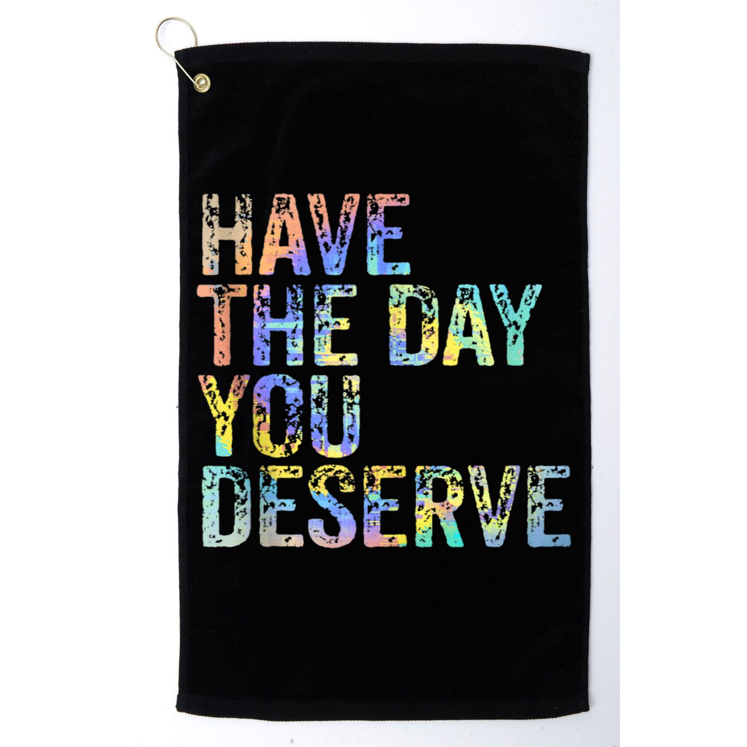 Have The Day You Deserve Peace Sign Skeleton Motivational Golf Towel