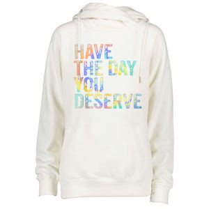 Have The Day You Deserve Peace Sign Skeleton Motivational Womens Funnel Neck Pullover Hood