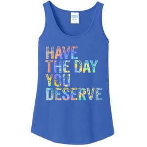 Have The Day You Deserve Peace Sign Skeleton Motivational Ladies Essential Tank