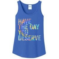 Have The Day You Deserve Peace Sign Skeleton Motivational Ladies Essential Tank