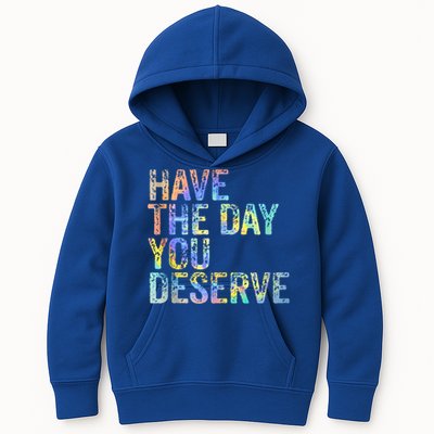 Have The Day You Deserve Peace Sign Skeleton Motivational Kids Hoodie