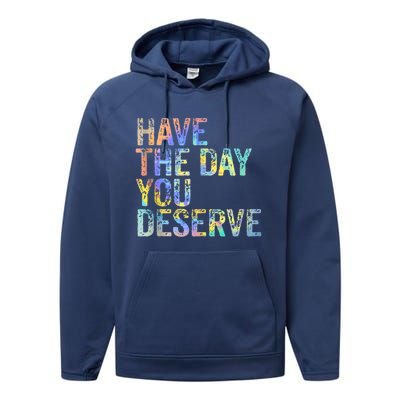 Have The Day You Deserve Peace Sign Skeleton Motivational Performance Fleece Hoodie