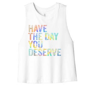 Have The Day You Deserve Peace Sign Skeleton Motivational Women's Racerback Cropped Tank