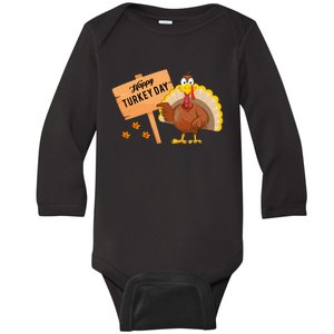 Happy Turkey Day Funny Thanksgiving Family Graphic Baby Long Sleeve Bodysuit