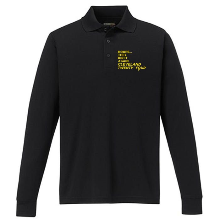 Hoops They Did It Again Cleveland Twenty Four Performance Long Sleeve Polo