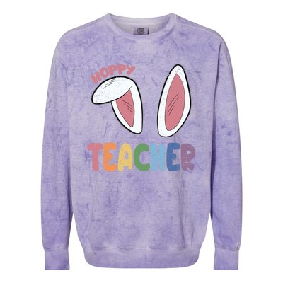 Hoppy Teacher Easter Cute Rabbit Spring Colorblast Crewneck Sweatshirt