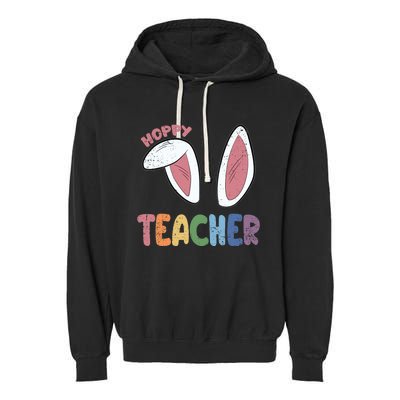 Hoppy Teacher Easter Cute Rabbit Spring Garment-Dyed Fleece Hoodie