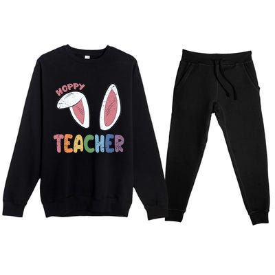 Hoppy Teacher Easter Cute Rabbit Spring Premium Crewneck Sweatsuit Set