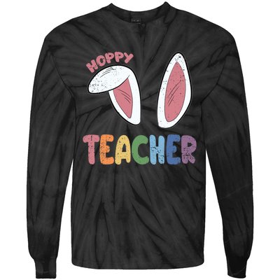 Hoppy Teacher Easter Cute Rabbit Spring Tie-Dye Long Sleeve Shirt