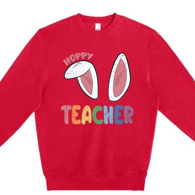 Hoppy Teacher Easter Cute Rabbit Spring Premium Crewneck Sweatshirt