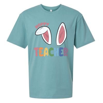 Hoppy Teacher Easter Cute Rabbit Spring Sueded Cloud Jersey T-Shirt