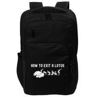 How To Exit A Lotus Racing Car Funny Joke Autocross Drag Gift Impact Tech Backpack