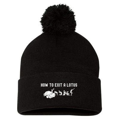 How To Exit A Lotus Racing Car Funny Joke Autocross Drag Gift Pom Pom 12in Knit Beanie
