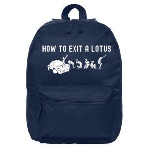 How To Exit A Lotus Racing Car Funny Joke Autocross Drag Gift 16 in Basic Backpack