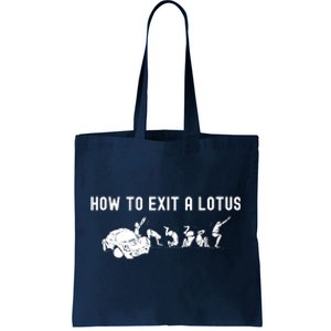 How To Exit A Lotus Racing Car Funny Joke Autocross Drag Gift Tote Bag