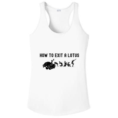 How To Exit A Lotus Racing Car Funny Joke Autocross Drag Gift Ladies PosiCharge Competitor Racerback Tank