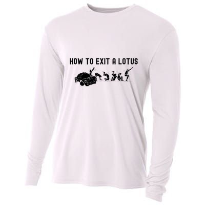 How To Exit A Lotus Racing Car Funny Joke Autocross Drag Gift Cooling Performance Long Sleeve Crew