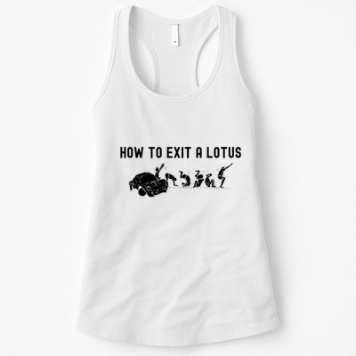 How To Exit A Lotus Racing Car Funny Joke Autocross Drag Gift Womens Tank Top