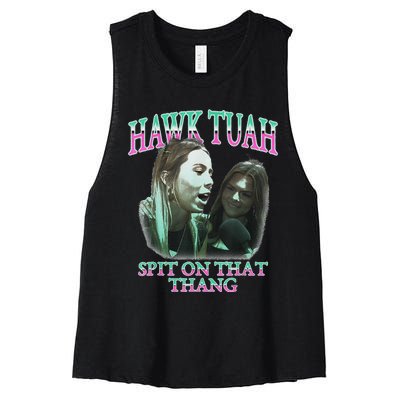 Hawk Tush Election Parody Funny Design Women's Racerback Cropped Tank