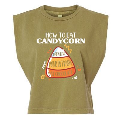 How To Eat Candy Corn Gift Halloween Gift National Candy Corn Day Meaningful Gif Garment-Dyed Women's Muscle Tee