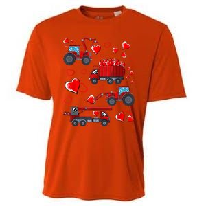 Heart Truck Excavator Forklift Valentines Day Gift Cooling Performance Crew T-Shirt