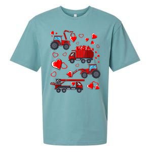 Heart Truck Excavator Forklift Valentines Day Gift Sueded Cloud Jersey T-Shirt