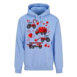 Heart Truck Excavator Forklift Valentines Day Gift Unisex Surf Hoodie