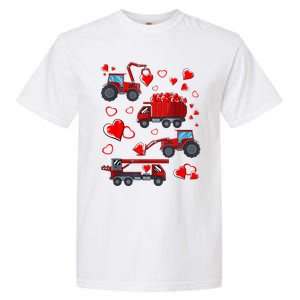 Heart Truck Excavator Forklift Valentines Day Gift Garment-Dyed Heavyweight T-Shirt