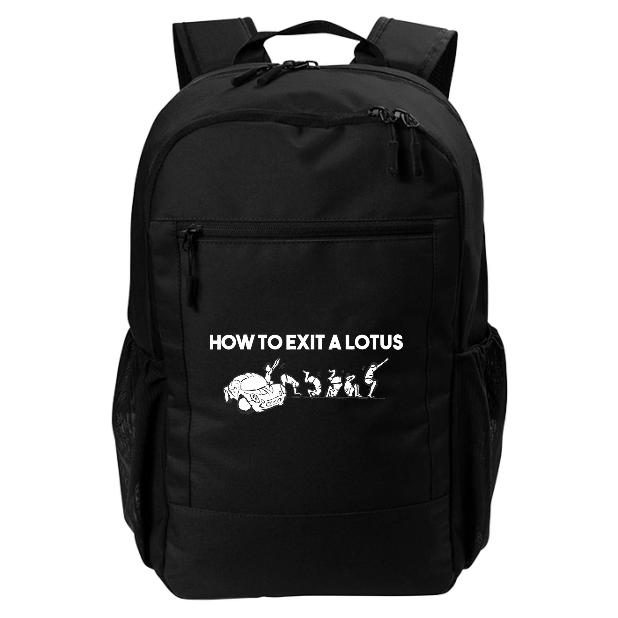How To Exit A Lotus Racing Car Funny Joke Autocross Drag Gift Backpack
