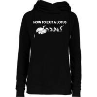 How To Exit A Lotus Racing Car Funny Joke Autocross Drag Gift Womens Funnel Neck Pullover Hood